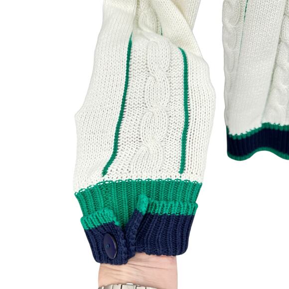 Vintage Heirlooms Dependables Unisex White Cable Knit Nautical Cardigan Sweater - Picture 6 of 9